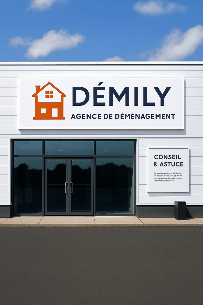 c'est un bâtiment qui représente l'agence avec le logos e celle-ci