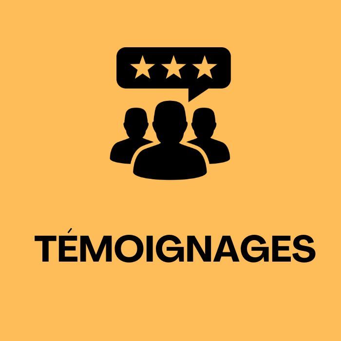 sur un fond jaune on voit marque témoignage