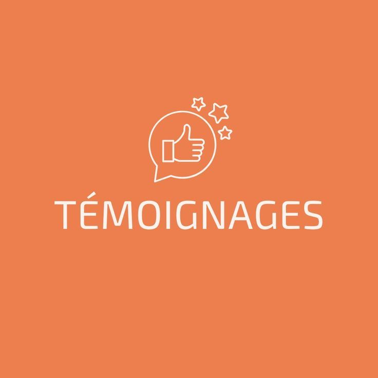 Sur un fond orange on voit marqué témoignage
